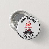 One Fast Race Motorcycle Boy 1st Birthday Party Ronde Button 3,2 Cm (Voorkant /achterkant)