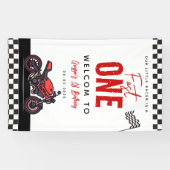 One Fast Race Motorcycle Boy 1st Birthday Party Spandoek (Horizontaal)