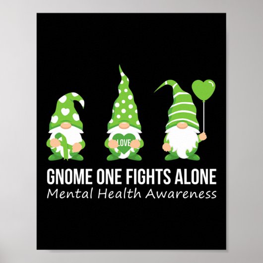 One Fights Alone Mentale Gezondheid Bewustzijn Gro Poster (Voorkant)