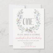 "ONE" First Birthday Florence Invitation Kaart (Voorkant)
