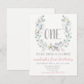 "ONE" First Birthday Florence Invitation Kaart (Voorkant / Achterkant)