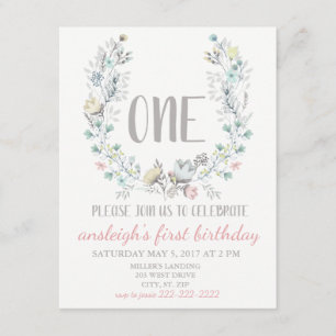 "ONE" First Birthday Florence Invitation Kaart