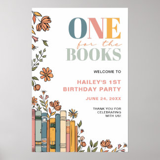 One For The Books 1st Birthday Welcome Sign Poster
