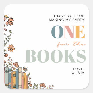 One For The Books Birthday Thank You Favor Tag Vierkante Sticker