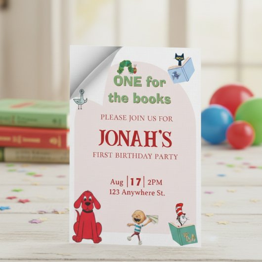 One for the books, First birthday invitation Kaart