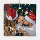 One foto Merry Kerstkalligrafie wit Keramisch Ornament (Achterkant)