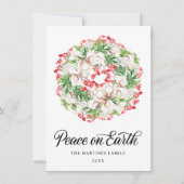 ONE FOTO White Floral Kerstmis Wreath 2022 Feestdagenkaart (Voorkant)