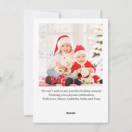 ONE FOTO White Floral Kerstmis Wreath 2022 Feestdagenkaart (Achterkant)