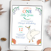 One Gekke Goose Boys 1st Birthday Party Invitation Kaart
