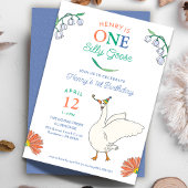 One Gekke Goose Boys 1st Birthday Party Invitation Kaart