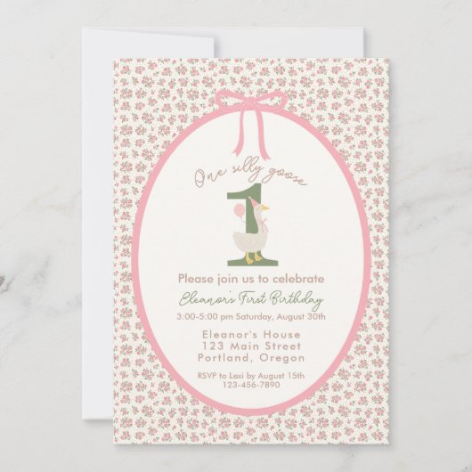 "One Gekke Goose" eerste verjaardagsuitnodiging Kaart (Voorkant)