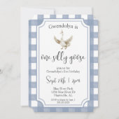 "One Gekke Goose" Schattige Blauw Eerste Verjaarda Kaart (Voorkant)