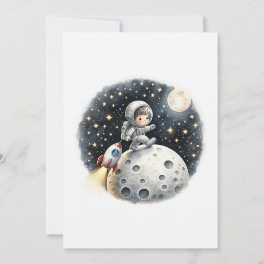 One Giant Leap Little Astronaut Verjaardagsfeestje Kaart (Achterkant)