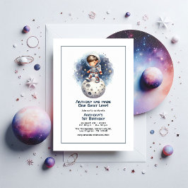 One Giant Leap Little Astronaut Verjaardagsfeestje Kaart
