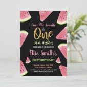 One Giltter Slices Watermelon Verjaardag Uitnodigi Kaart (Staand voorkant)