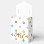 One Glitter Confetti 1e Verjaardag Blauw en Goud Bedankdoosjes (Geopend)