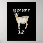 One Goat Short Of Crazy Funny Goat Poster (Voorkant)