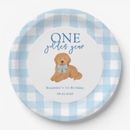 One Golden Year Golden Doodle Boys Birthday Papieren Bordje