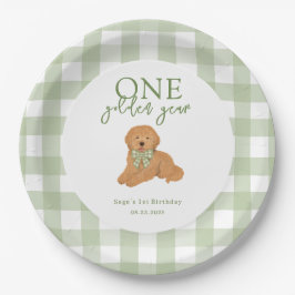 One Golden Year Goldendoodle Birthday Party Papieren Bordje