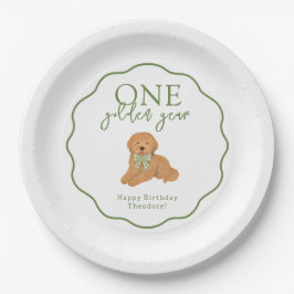 One Golden Year Goldendoodle First Birthday Party Papieren Bordje