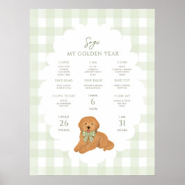 One Golden Year Puppy Dog 1st Birthday Milestone  Poster