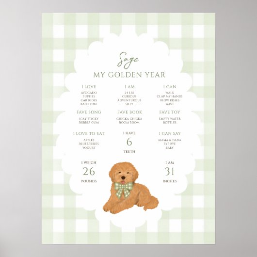 One Golden Year Puppy Dog 1st Birthday Milestone  Poster (Voorkant)