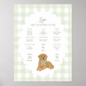 One Golden Year Puppy Dog 1st Birthday Milestone Poster (Voorkant)
