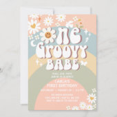 ONE Groovy Babe Daisy Hippie 1e verjaardag Kaart (Voorkant)