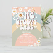 ONE Groovy Babe Daisy Hippie 1e verjaardag Kaart (Staand voorkant)