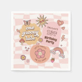 One Groovy Babe Daisy Retro 1e verjaardagsfeestje Servet (Voorkant)