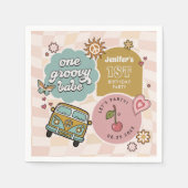 One Groovy Babe Daisy Retro 1e verjaardagsfeestje Servet (Voorkant)