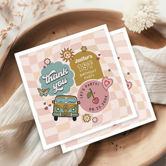 One Groovy Babe Daisy Retro 1e verjaardagsfeestje Servet