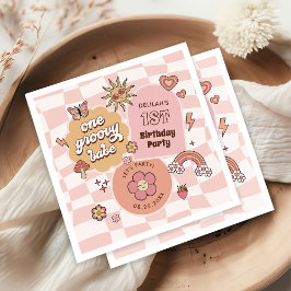 One Groovy Babe Daisy Retro 1e verjaardagsfeestje Servet