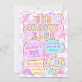 One Groovy Babe Preppy Varsity 1e verjaardagsfeest Kaart (Voorkant)