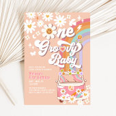 One Groovy Baby Daisy Rainbow 1st Birthday Kaart