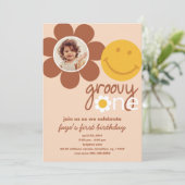 ONE Groovy Baby Invitation Kaart (Staand voorkant)