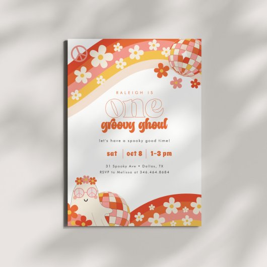 One Groovy Ghoul | Retro Spooky Meisjes 1e verjaar Kaart