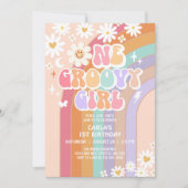 One Groovy Girl Hippie Rainbow Retro 1e verjaardag Kaart (Voorkant)