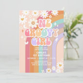 One Groovy Girl Hippie Rainbow Retro 1e verjaardag Kaart (Staand voorkant)