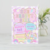One Groovy Girl Preppy Varsity 1e verjaardagsfeest Kaart (Staand voorkant)