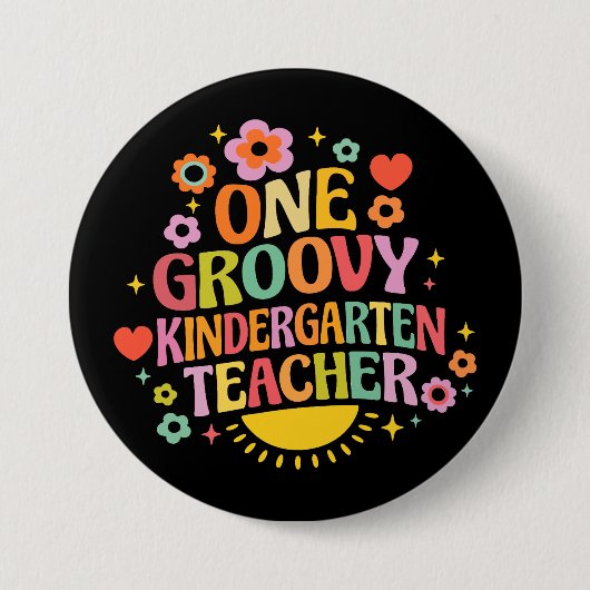One groovy kindergarten teacher ronde button 7,6 cm (Voorkant)