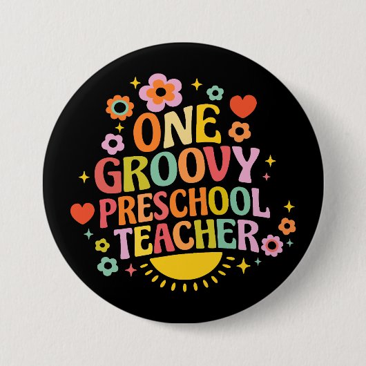 One groovy preschool teacher ronde button 7,6 cm (Voorkant)
