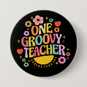 One groovy teacher ronde button 7,6 cm (Voorkant)