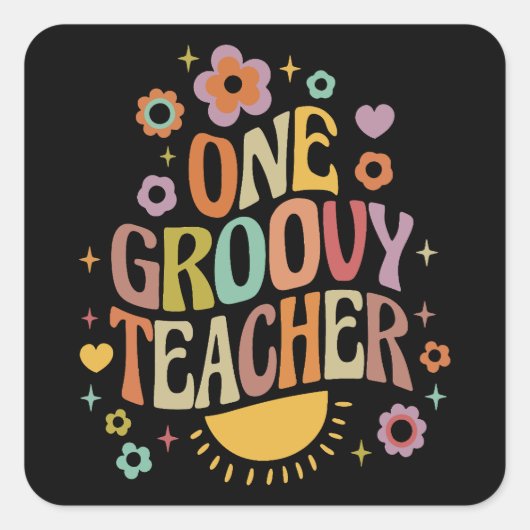One groovy teacher vierkante sticker (Voorkant)