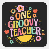 One groovy teacher vierkante sticker (Voorkant)