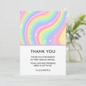 One Groovy Year Retro Pastel Rainbow 1st Bedankkaart (Staand voorkant)