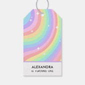 One Groovy Year Retro Pastel Rainbow 1st Birthday Cadeaulabel (Achterkant)