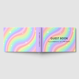One Groovy Year Retro Pastel Rainbow 1st Birthday Gastenboek