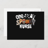 One Halloween Spooky Nurse Leopard Groovy Witch Feestdagenkaart (Voorkant / Achterkant)