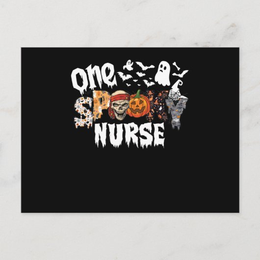 One Halloween Spooky Nurse Leopard Groovy Witch Feestdagenkaart (Voorkant)